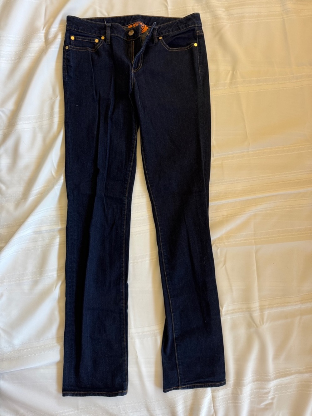 Tory Burch Women's Dark Blue Stretch Bootcut Jeans